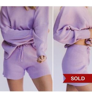 The Lullaby Club Alex Ribbed Knit Shorts Periwinkle Size S/M NWOT Lounge